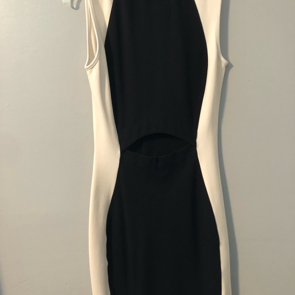 Black and white fitted dress